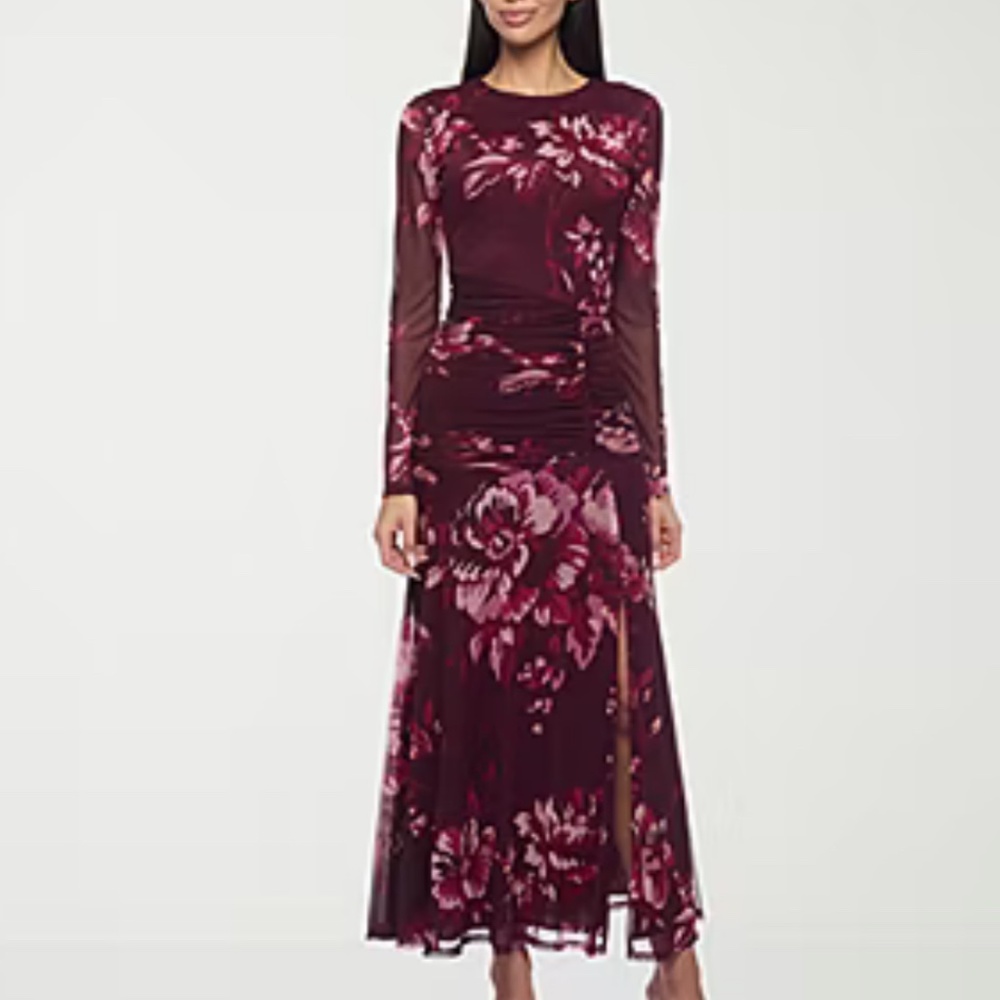 Premier Amour Women's Long Sleeve Floral Sheath Dress